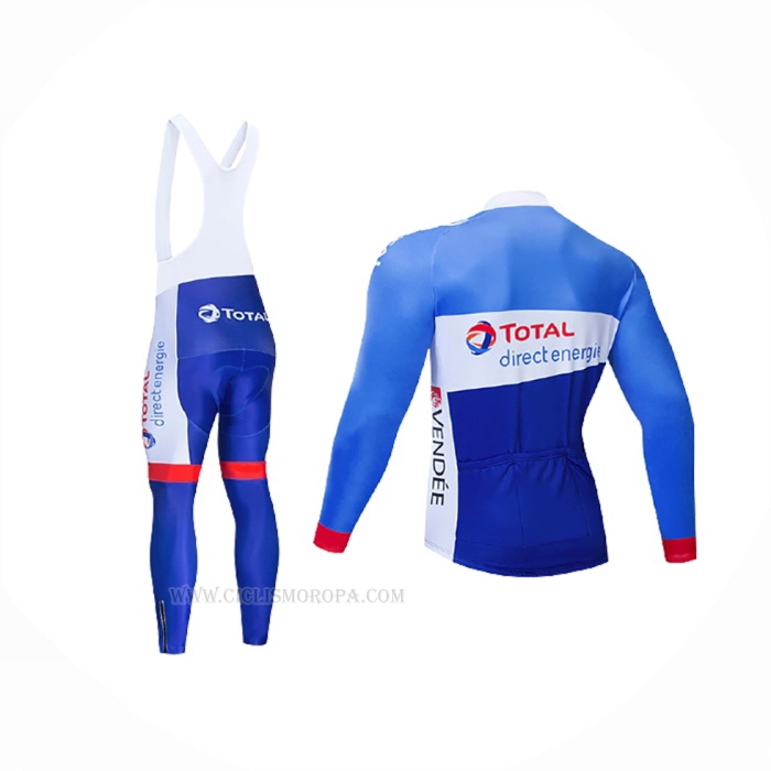 2021 Ropa Ciclismo Direct Energie Azul Blanco Mangas Largas y Culotte Lunga